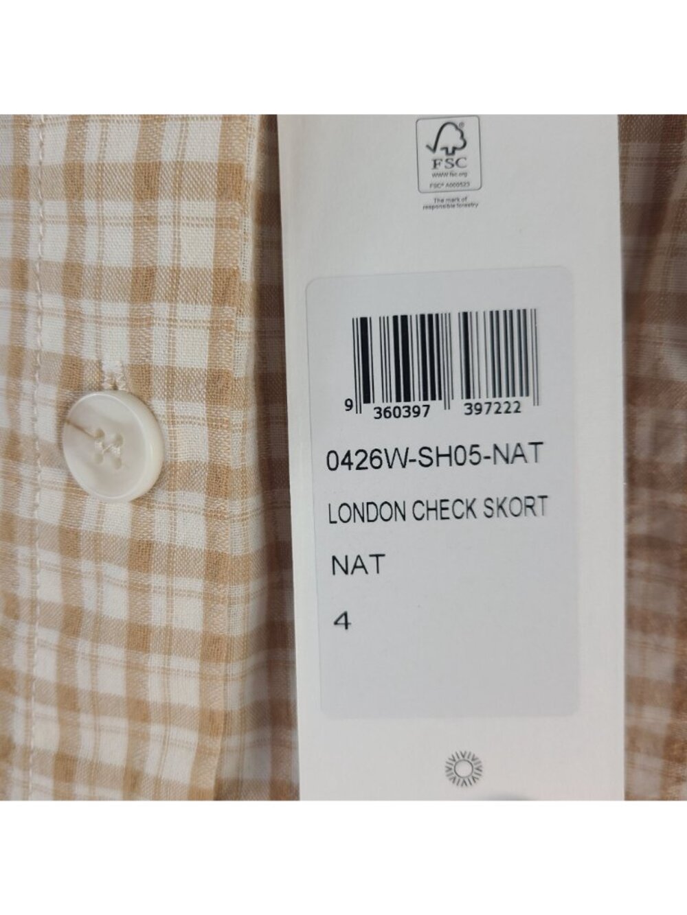 NEW Rhythm London Check Skort Beige Natural Plaid Women's Size 4 - Picture 2 of 6